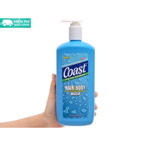 Sữa Tắm Gội Coast 946ml cho nam, Hàng Mỹ chai lớn