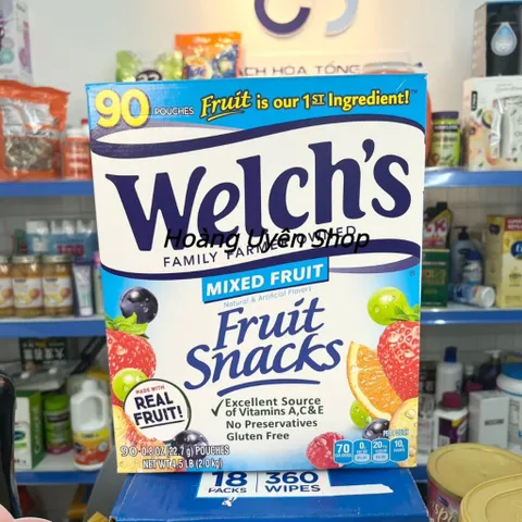 Mỹ - Hộp Kẹo Dẻo Trái Cây Welch's Fruit Snacks  90 Gói hương trái cây Date 6/2026 Kẹo Dẻo Welch