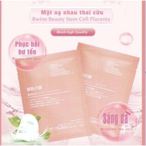Combo 10 Mặt Nạ Nhau Thai Cừu Cuống Rốn Tế Bào Gốc Nhật Bản Rwine Beauty Cấp Ârm,Dưỡng Da,Tái Tạo Collagen