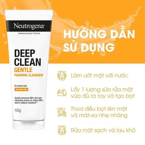 [HCM] Sữa Rửa Mặt Neutrogena Deep Clean Làm Sạch Sâu Kiểm Soát Nhờn 100g