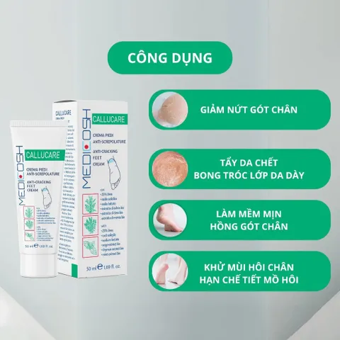 HSD 6/2026 - Kem Nứt Gót Chân Medicosh Callucare Giảm Nứt Nẻ, Chai Sạn, Thô Ráp Gót Chân 50ml