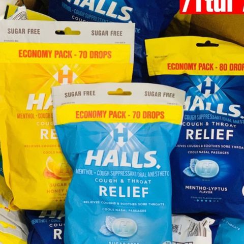 KẸO NGẬM HALLS 70 viên – không đường và có đường - Hàng Mỹ