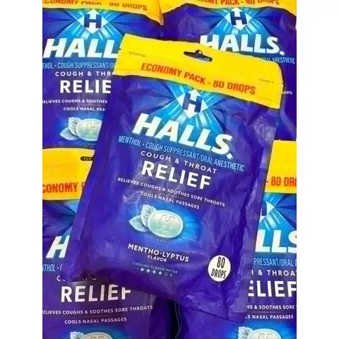 KẸO NGẬM HALLS 70 viên – không đường và có đường - Hàng Mỹ