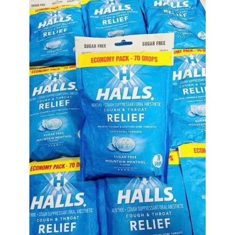 KẸO NGẬM HALLS 70 viên – không đường và có đường - Hàng Mỹ