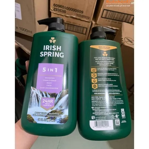 [MẪU MỚI 887ML] Sữa Tắm Gội toàn thân cho nam tươi mát 24h Irish Spring  -  Hàng Mỹ
