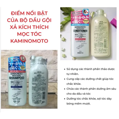 Dầu Gội Xả Ngăn Rụng Tóc Kaminomoto Của Nhật 300ml-Bộ Dầu Gội Và Dầu Xả Hỗ Trợ Mọc Tóc Kaminomoto Nhật Bản