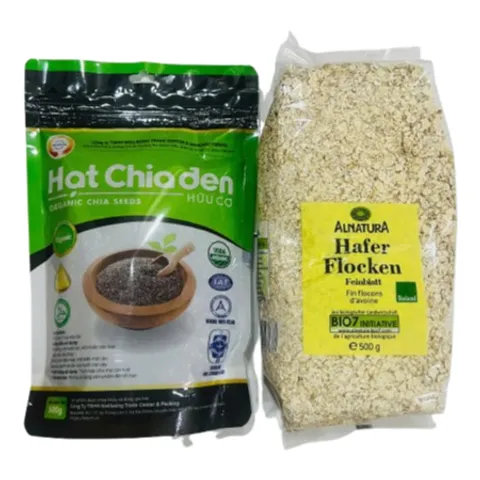 Combo 1 yến mạch  1 hạt chia ( Yến Mạch Hafer Flocken 500g + Hạt Chia 500g)