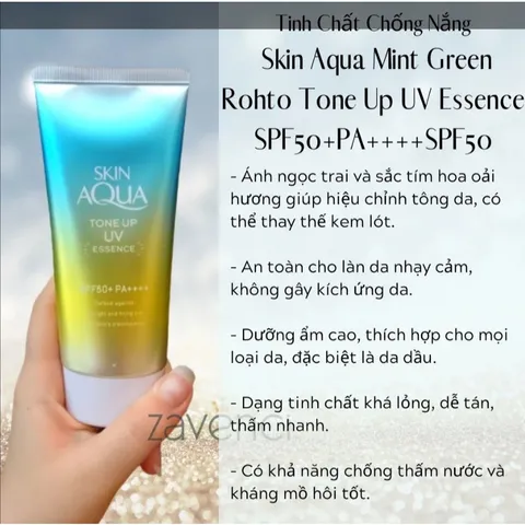Kem Chống Nắng Nhật Bản Skin Aqua nâng tone trắng sáng Tone up UV SPF 50+ PA++++ 80gr