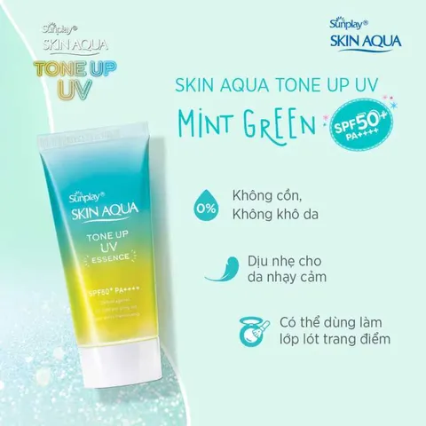 Kem Chống Nắng Nhật Bản Skin Aqua nâng tone trắng sáng Tone up UV SPF 50+ PA++++ 80gr
