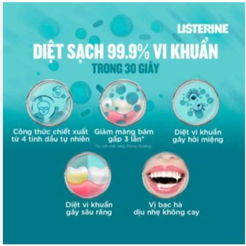 Bộ 2 Chai Nước Súc Miệng Listerine Diệt Khuẩn, Giữ Hơi Thở Thơm Mát Listerine Coolmint Mouthwash 750ml/Chai