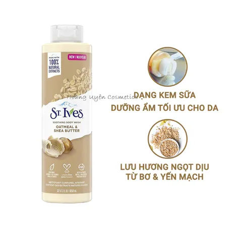 Sữa tắm dưỡng da St.Ives Yến mạch và Bơ 650ml - Mẫu Mới ( Nhiều Mùi lựa chọn)