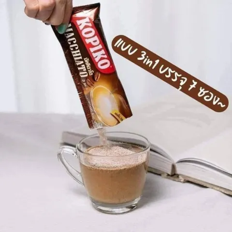 Cà Phê Sữa Kopiko Macchiato 3in1 Thái Lan Cafe Sữa Hòa Tan Thơm Ngon Đậm Vị 400g (20 gói x 20gram) HSD 2027