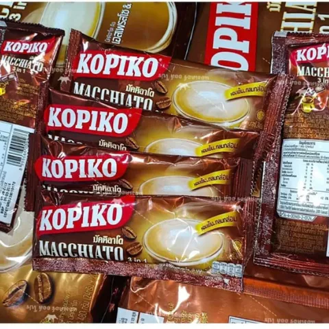 Cà Phê Sữa Kopiko Macchiato 3in1 Thái Lan Cafe Sữa Hòa Tan Thơm Ngon Đậm Vị 400g (20 gói x 20gram) HSD 2027