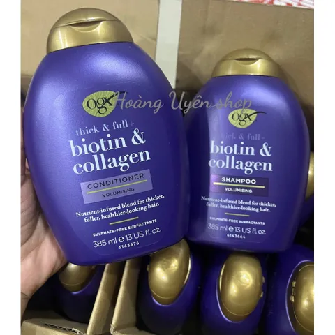 Dầu gội / Dầu xả làm dày tóc OGX Thick & Full bổ sung Biotin Collagen 385ml - Hàng Công ty