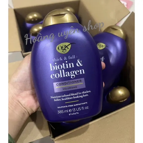 Dầu gội / Dầu xả làm dày tóc OGX Thick & Full bổ sung Biotin Collagen 385ml - Hàng Công ty