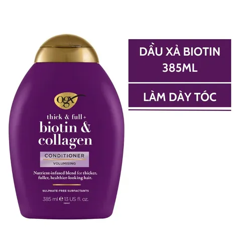 Dầu gội / Dầu xả làm dày tóc OGX Thick & Full bổ sung Biotin Collagen 385ml - Hàng Công ty