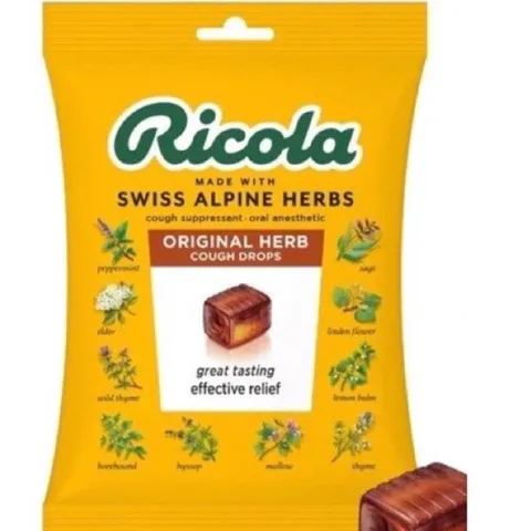 [1 gói - Mỹ ] Kẹo Ricola Original Herb 105 viên (Kẹo  Ngậm Ho)