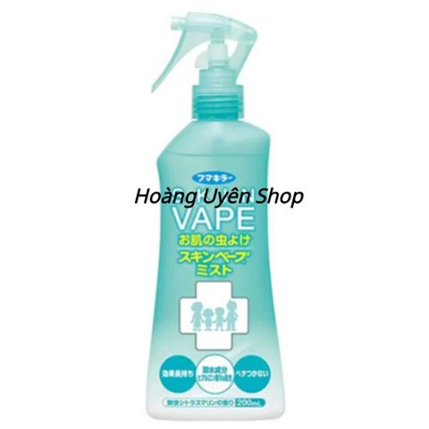Xịt chống muỗi và côn trùng SKIN VAPE 200ml - dạng phun sương với nguồn gốc tự nhiên rất an toàn (Màu Xanh)