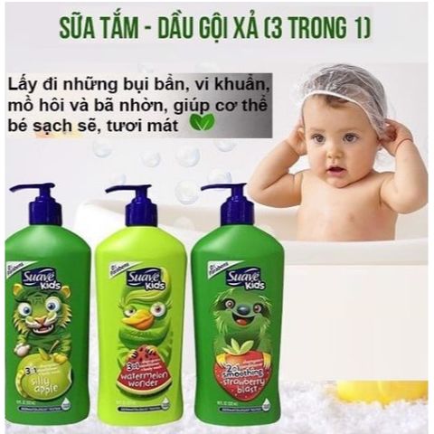 Sữa tắm gội Suave Kids 532ml - Hương Dưa Hấu/ hương táo