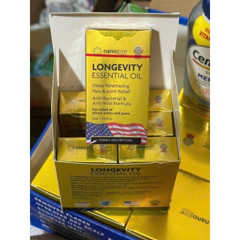[Dầu Cô Hằng Review] Dầu vàng Longevity Essential Oil Nanogize 21ml của Mỹ/ Dầu nóng dạng đầu lăn Nanogize