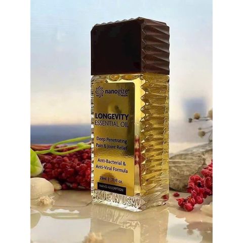 [Dầu Cô Hằng Review] Dầu vàng Longevity Essential Oil Nanogize 21ml của Mỹ/ Dầu nóng dạng đầu lăn Nanogize