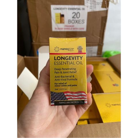 [Dầu Cô Hằng Review] Dầu vàng Longevity Essential Oil Nanogize 21ml của Mỹ/ Dầu nóng dạng đầu lăn Nanogize