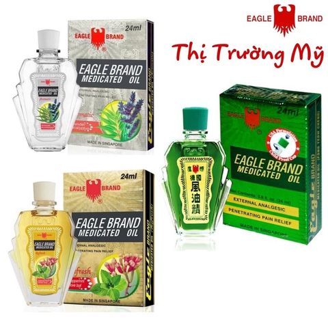 [ Hàng Mỹ ] Dầu Gió Con Ó Xanh,Trắng, Vàng chính hãng Eagle Brand 24 ml (Phân Loại)