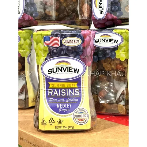 NHO KHÔ SUNVIEW RAISINS HỘP 425G NHẬP KHẨU MỸ HSD 3/2026