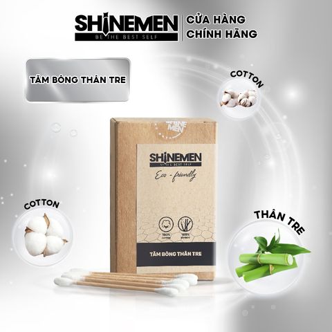 Tăm Bông SHINEMEN Hộp Giấy 100 Que Thân Gỗ Tự Nhiên - Sản Phẩm Vệ Sinh Cá Nhân Thân Thiện Môi Trường, An Toàn Cho Gia Đình