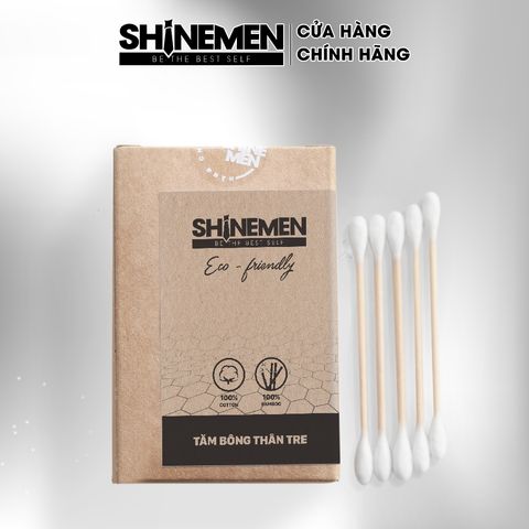 Tăm Bông SHINEMEN Hộp Giấy 100 Que Thân Gỗ Tự Nhiên - Sản Phẩm Vệ Sinh Cá Nhân Thân Thiện Môi Trường, An Toàn Cho Gia Đình