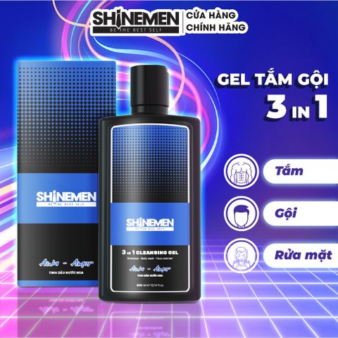 Sữa Tắm Gội Nam 3 in 1 SHINEMEN - Rửa Mặt Phục Hồi Hư Tổn Hương Nước Hoa AWA-AMOR 300ml - Chăm Sóc Tóc và Da TỪ Thiên Nhiên