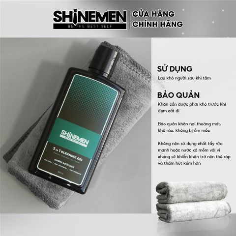 Khăn Tắm Cotton SHINEMEN Nhung Mềm Mịn Màu Xám Không Ra Màu 35x75cm - Khăn Gội Đầu Siêu Thấm Hút Cho Làn Da Nhạy Cảm