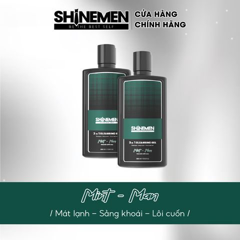 Combo Quà Tặng SHINEMEN: Sữa Tắm Gội & Rửa Mặt 3 in 1 Cho Nam Hương Nước Hoa Mint-Man 300ml - Dưỡng Ẩm Và Sạch Sâu