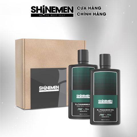 Combo Quà Tặng SHINEMEN: Sữa Tắm Gội & Rửa Mặt 3 in 1 Cho Nam Hương Nước Hoa Mint-Man 300ml - Dưỡng Ẩm Và Sạch Sâu
