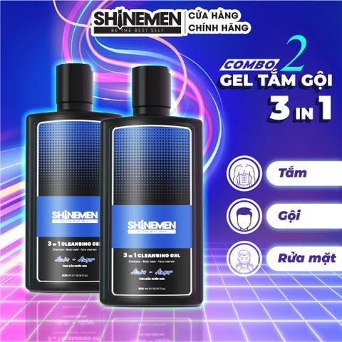 Combo 2 Sữa Tắm Gội và Rửa Mặt 3 in 1 SHINEMEN Cho Nam Hương Nước Hoa AWA-AMOR 300ml - Chăm Sóc Cho Da và Tóc Mềm Mại
