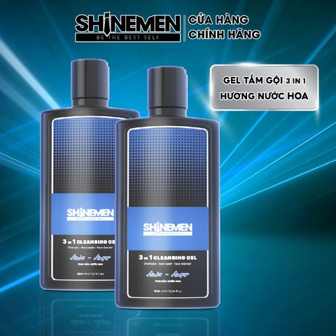 Combo 2 Sữa Tắm Gội và Rửa Mặt 3 in 1 SHINEMEN Cho Nam Hương Nước Hoa AWA-AMOR 300ml - Chăm Sóc Cho Da và Tóc Mềm Mại