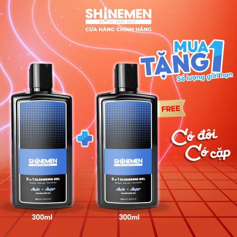 Combo 2 Sữa Tắm Gội và Rửa Mặt 3 in 1 SHINEMEN Cho Nam Hương Nước Hoa AWA-AMOR 300ml - Chăm Sóc Cho Da và Tóc Mềm Mại