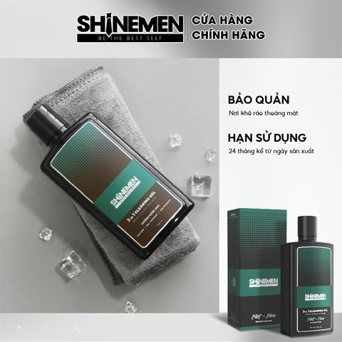 Combo Sữa Tắm Gội Rửa Mặt 3 in 1 SHINEMEN Nam Hương Nước Hoa MINT-MAN 300ml & Khăn Tắm Cotton - Chăm Sóc Da và Tóc Hiệu Quả