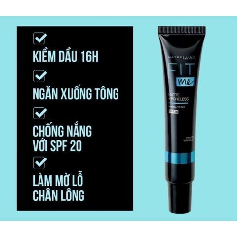 Kem Lót Kiềm Dầu Maybelline 30ml – Mịn Lì, Lâu Trôi, Làm Mờ Lỗ Chân Lông, SPF 20, Phù Hợp Cho Da Dầu và Hỗn Hợp