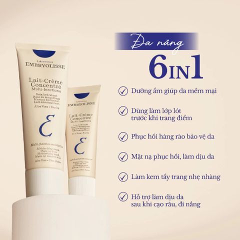 Kem Dưỡng Ẩm Đa Năng Embryolisse Lait-Crème Concentré - Dưỡng Ẩm Cho Da Nhạy Cảm 30ml/75ml, Thích Hợp Cho Mọi Loại Da