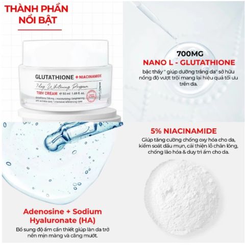 Kem Dưỡng Da Angel’s Liquid 7 Day Glutathione 700 V-Cream + Niacinamide 50ml - Làm Sáng Da, Cấp Ẩm, Làm Mờ Thâm nám