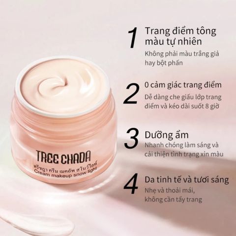 Kem Trang Điểm Tree Chada Cream Makeup Snow Light 50g - Dưỡng Ẩm, Che Khuyết Điểm, Tông Da Rạng Rỡ Hàn Quốc