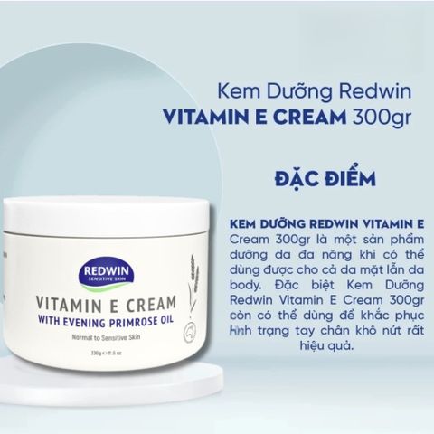 Kem Dưỡng Ẩm Redwin Vitamin E 330g - Phục Hồi Da, Giảm Nứt Nẻ, Dưỡng Mịn Da Cho Mặt Và Body