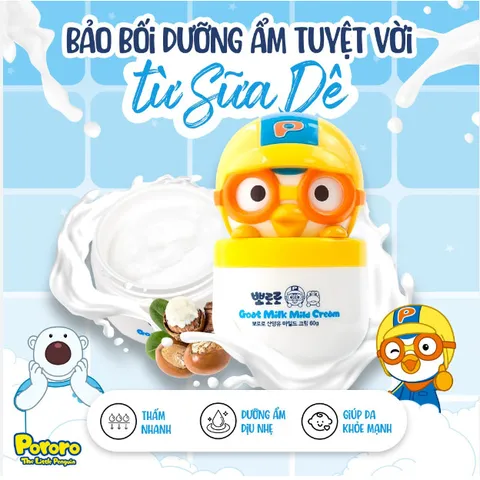 Kem Dưỡng Da Cho Bé Pororo Goat Milk Mild Cream 100g – Dưỡng Ẩm Dịu Nhẹ, An Toàn