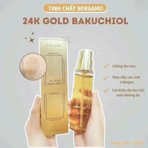 Tinh Chất Dưỡng Da Bergamo 24K Gold Bakuchiol Premium & White Vita Panthenol Premium Essence 120ml