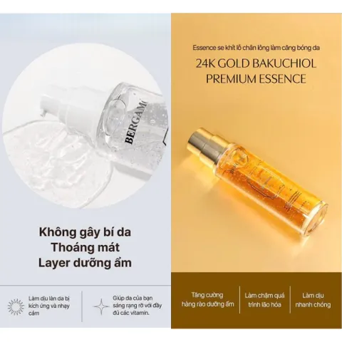 Tinh Chất Dưỡng Da Bergamo 24K Gold Bakuchiol Premium & White Vita Panthenol Premium Essence 120ml