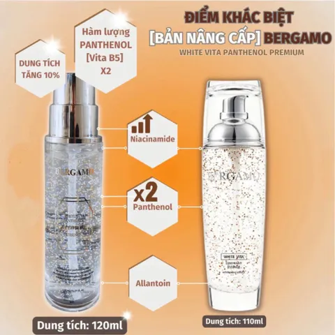 Tinh Chất Dưỡng Da Bergamo 24K Gold Bakuchiol Premium & White Vita Panthenol Premium Essence 120ml