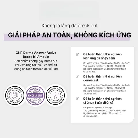 Tinh Chất PDRN CNP Derma Answer Active Boost Ampule 15ml - Căng Bóng Sáng Da, Tái Sinh Da
