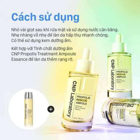 Tinh Chất Keo Ong CNP Propolis Rescue Ampule 50ml - Serum Phục Hồi Da, Tẩy Tế Bào Chết, Dưỡng Ẩm Cho Da Dầu, Nhạy Cảm
