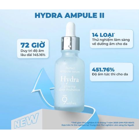 Bộ Đôi Dưỡng Ẩm Đa Tầng 9 Wishes Hydra Serum II 30ml và Kem Dưỡng 50ml - Phục Hồi Độ Ẩm cho Mọi Loại Da